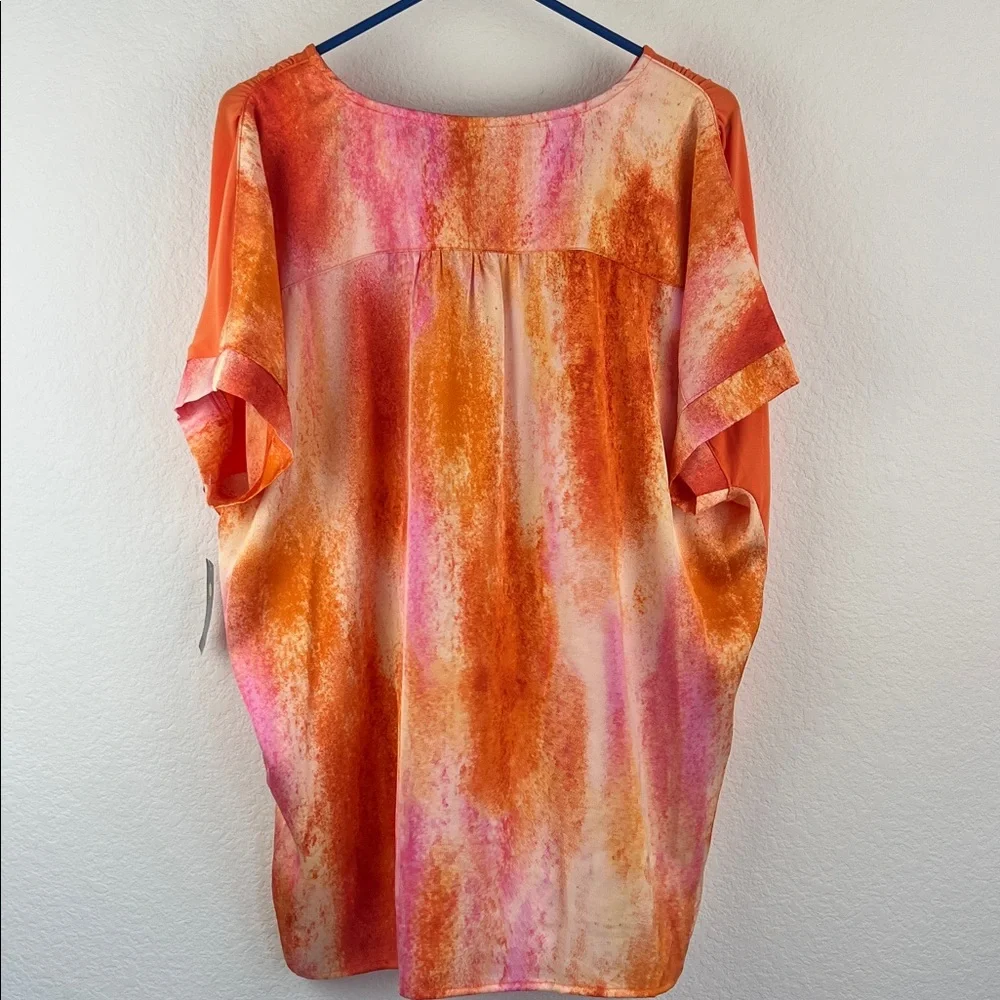 JM Collection Vibrant Orange V-Neck Tunic - Picture 7 of 8